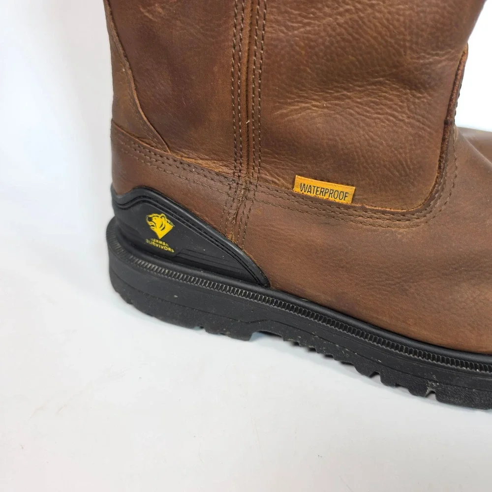 Herman Survivors Bison Mens 9 Brown Waterproof Steel Toe Pull On Work Boots